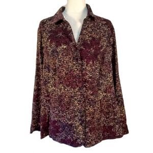 Christopher & Banks 2X Women's Floral Button-Up Heavyweight Blouse Shacket